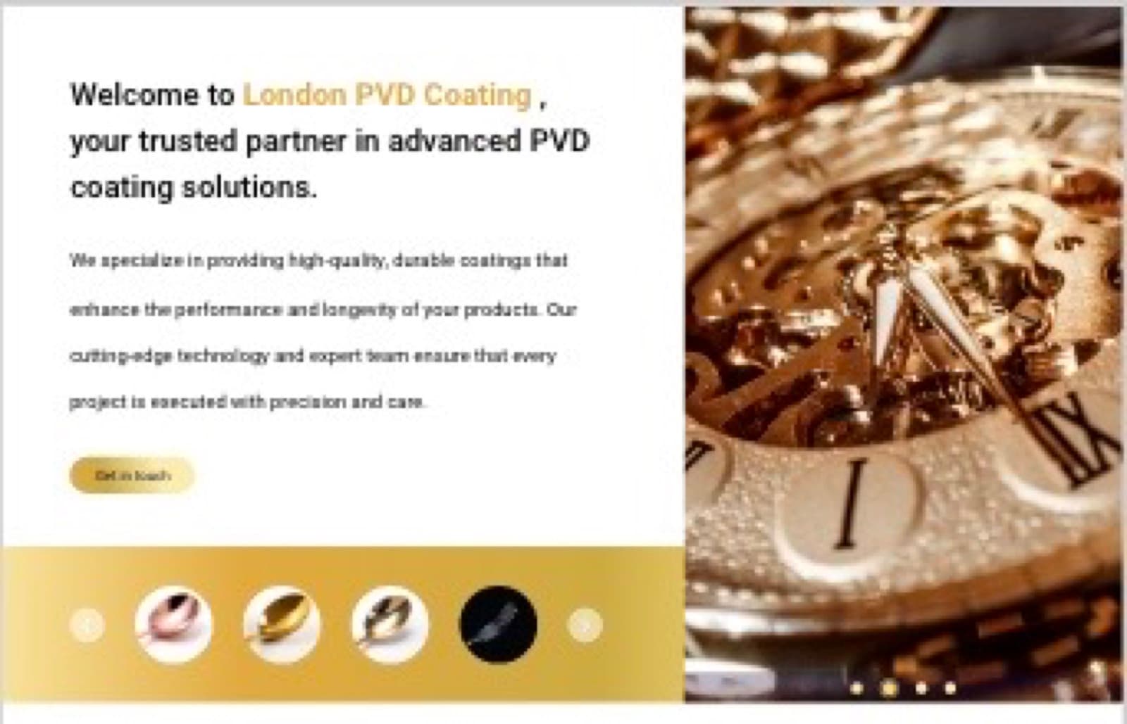 Photograph of the PVD coating process in the workshop