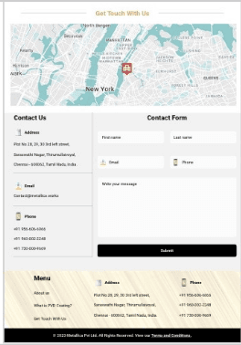 London PVD Coating mobile contact page with contact form and Get in touch with us heading