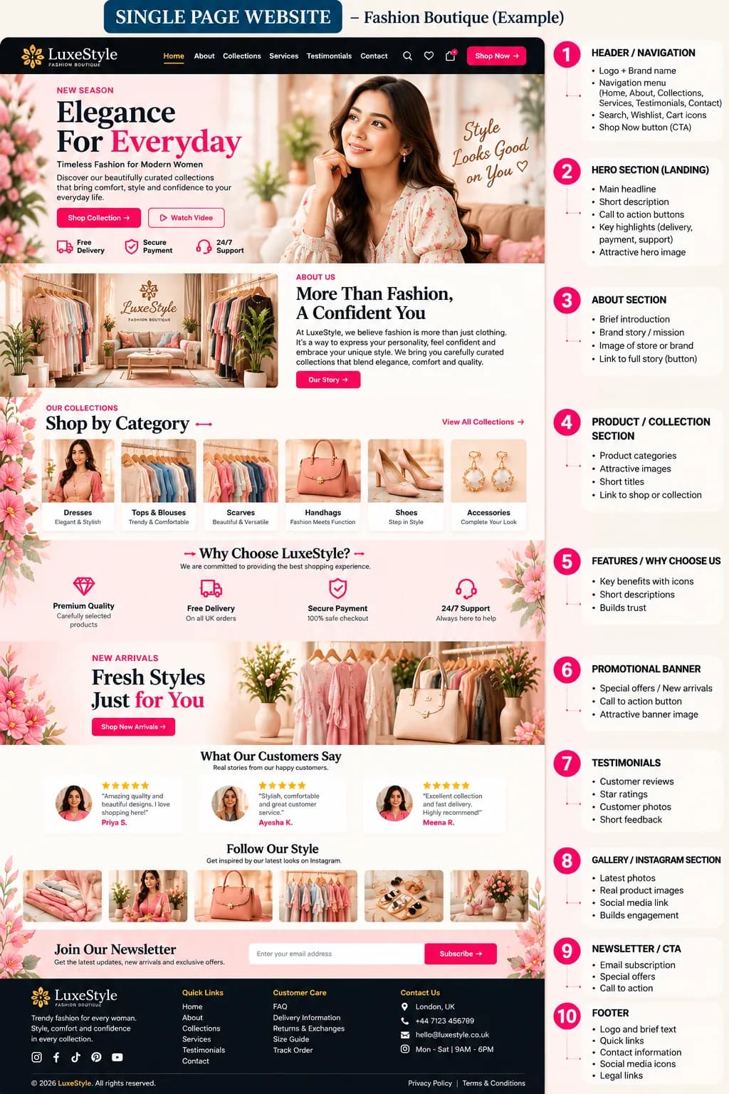 One-page website design — LuxeStyle single-page website preview