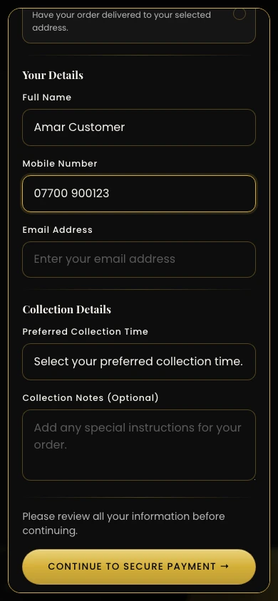 Philautia Palate mobile checkout details step with delivery selected